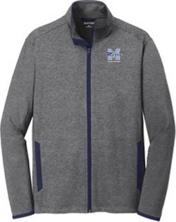 Sport-Tek Sport-Wick Stretch Contrast Full-Zip Jacket, Charcoal Grey Heather/Navy